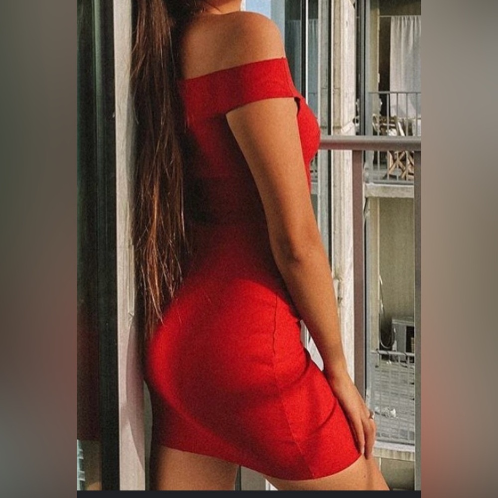 Off shoulder red dress